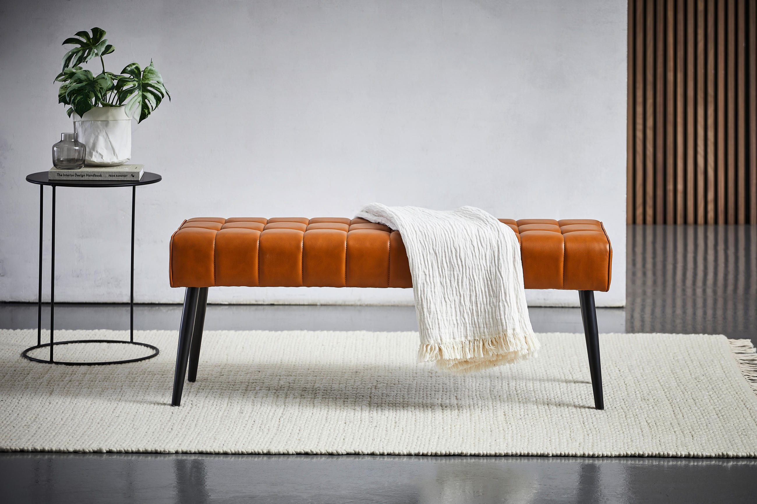 KLOP, kovina, tekstil črna, barve konjaka  - črna/barve konjaka, Trend, kovina/tekstil (113/45/38cm) - Xora