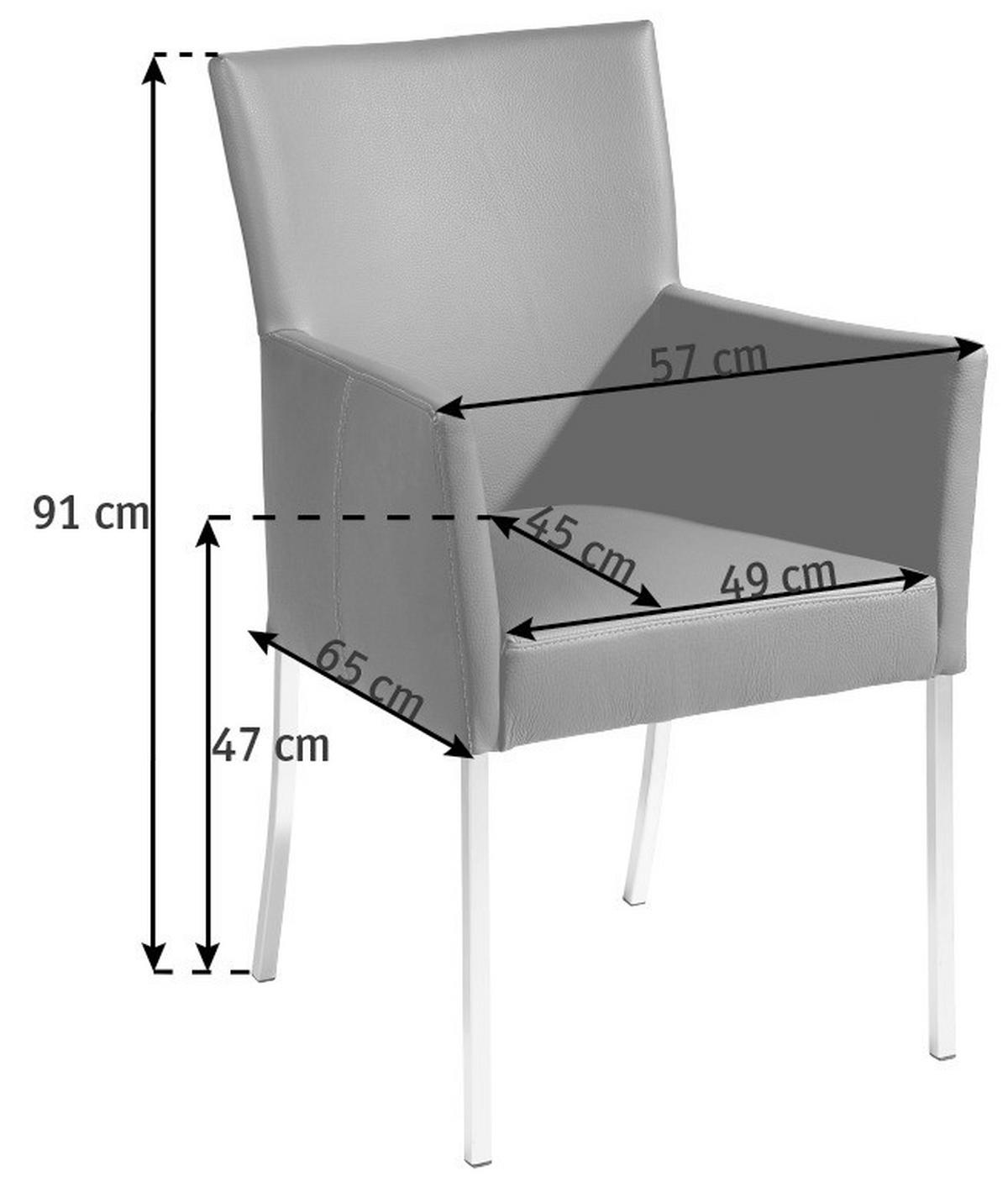 ARMLEHNSTUHL  in Edelstahl Echtleder pigmentiert  - Braun, Basics, Leder/Metall (57/91/65cm) - Bert Plantagie
