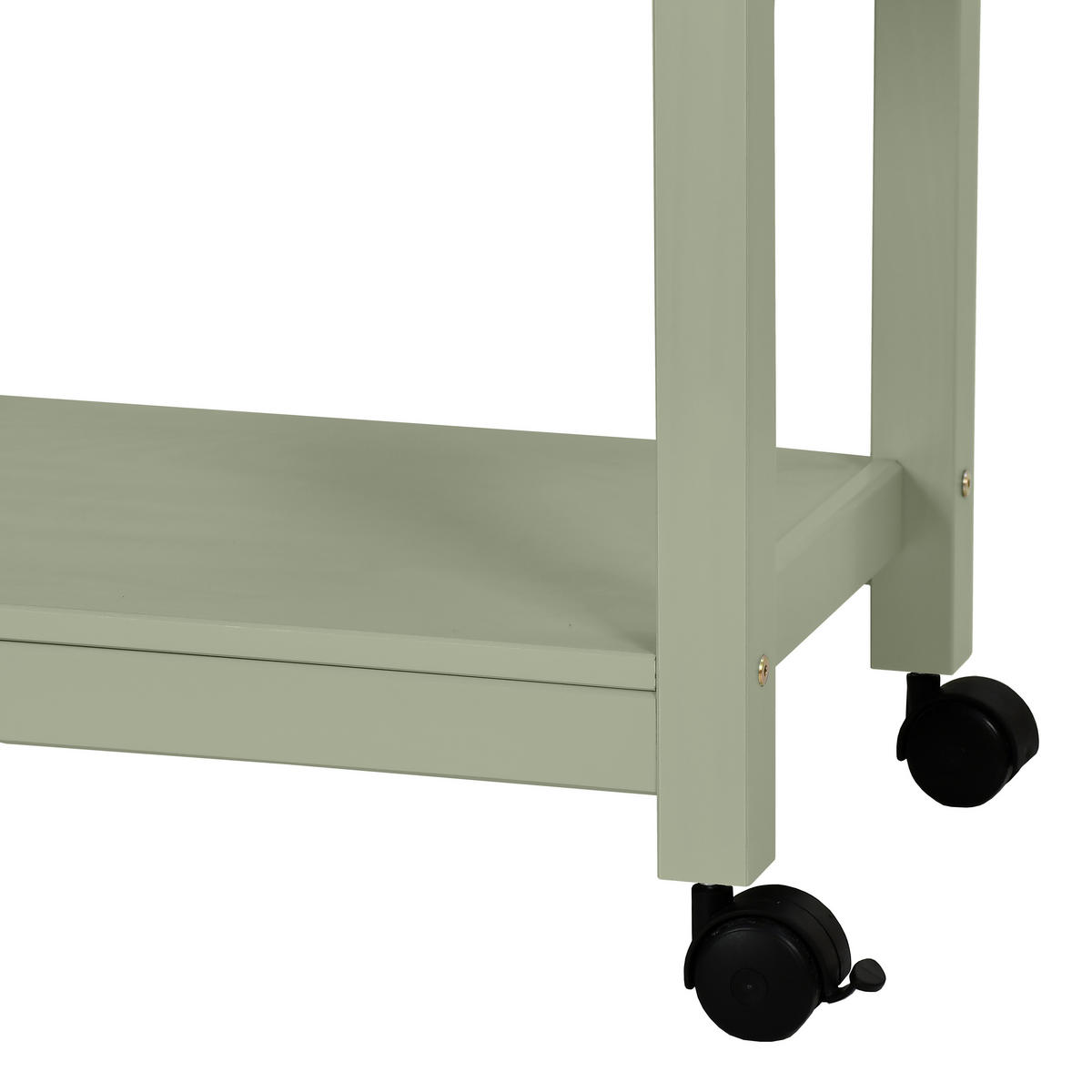 SERVIERWAGEN Pinie massiv Braun, Olivgrün  - Zinkfarben/Olivgrün, MODERN, Holz/Kunststoff (65/90,6/40cm) - Livetastic