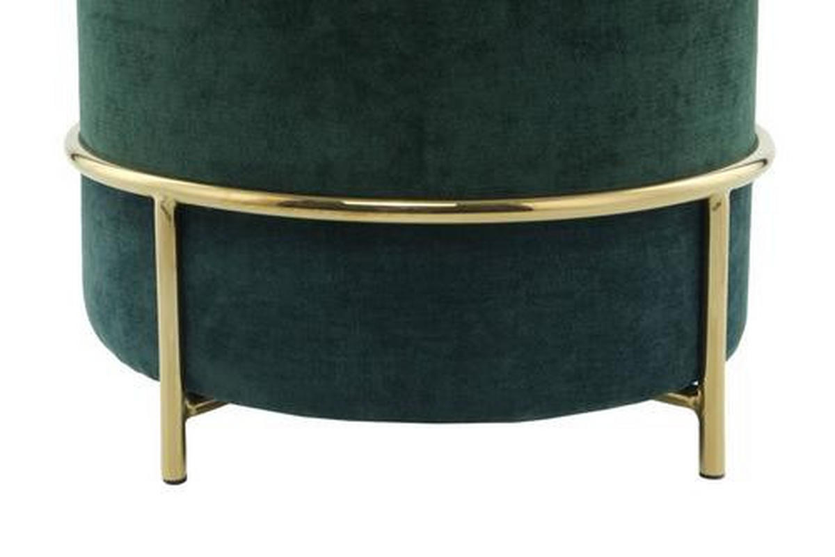 HOCKER in Metall, Textil, Holzwerkstoff Grün, Goldfarben  - Goldfarben/Grün, Basics, Holzwerkstoff/Textil (48,5/46/48,5cm) - Kayoom