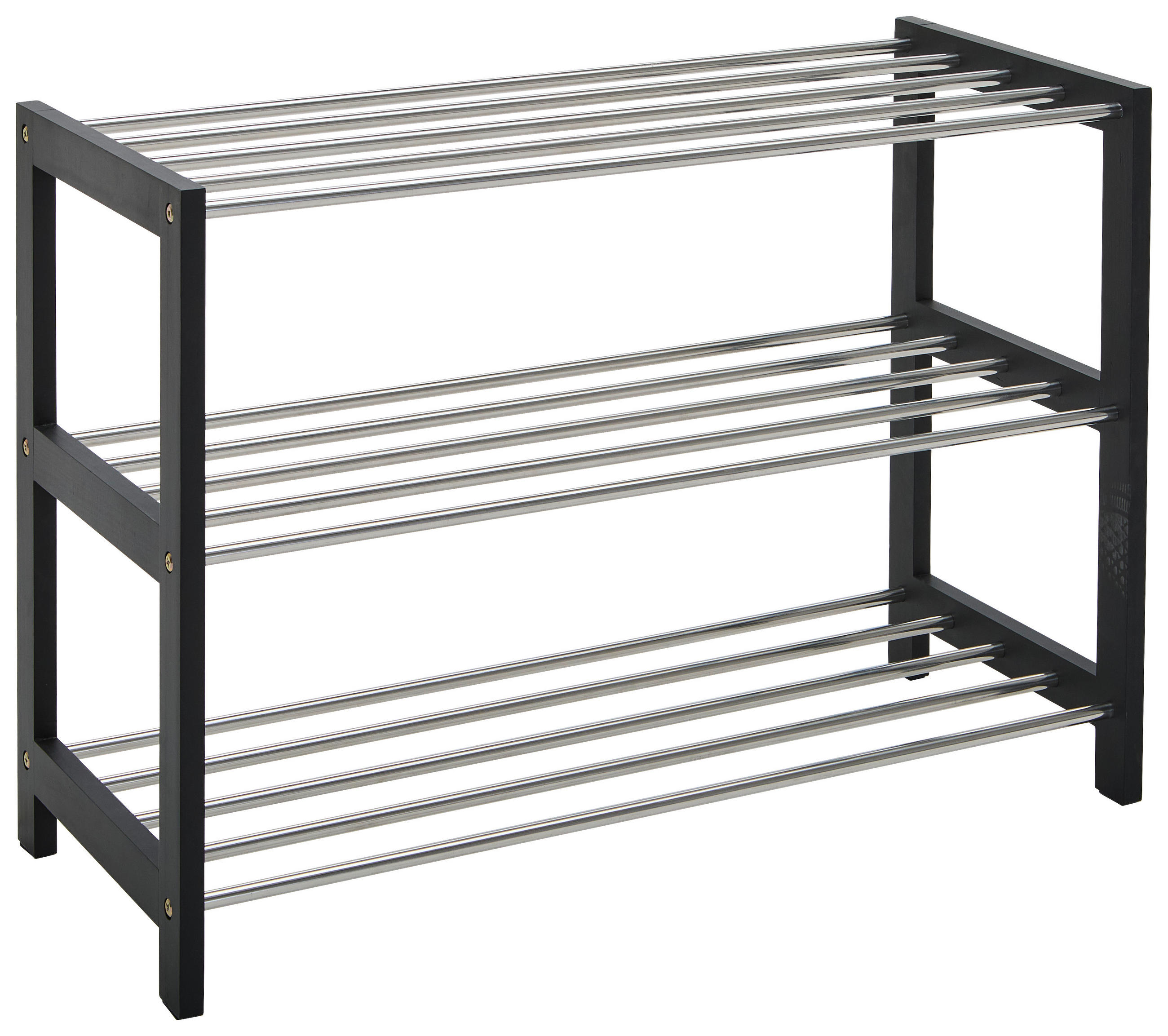REGÁL NA TOPÁNKY, čierna, strieborná, 77.8/55.8/34.4 cm - čierna/strieborná, Basics, kov/kompozitné drevo (77.8/55.8/34.4cm) - Carryhome