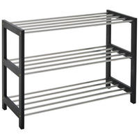 SCHUHREGAL Schwarz, Silberfarben  - Silberfarben/Schwarz, Basics, Holzwerkstoff/Metall (77.8/55.8/34.4cm) - Carryhome