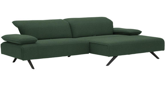 ECKSOFA Biella in Flachgewebe Grün  280/165 cm  - Anthrazit/Grün, Design, Textil/Metall (280/165cm) - Johann Jakob