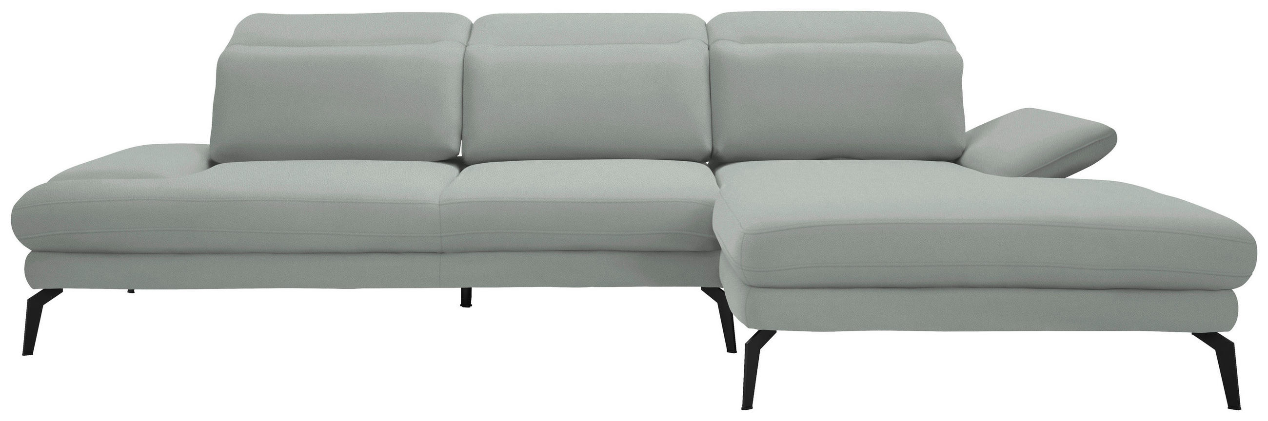 ECKSOFA in Flachgewebe Hellgrau  - Hellgrau/Schwarz, Design, Textil/Metall (289/180cm) - Stylife
