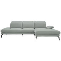 ECKSOFA in Flachgewebe Hellgrau  - Hellgrau/Schwarz, Design, Textil/Metall (289/180cm) - Stylife
