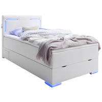 Boxspring, 140/200 cm, alb - argintiu/alb, Design, plastic/textil (140/200cm) - Xora