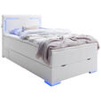 BOXSPRINGBETT 140/200 cm  in Weiß  - Silberfarben/Weiß, Design, Kunststoff/Textil (140/200cm) - Xora