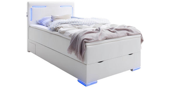 BOXSPRINGBETT 140/200 cm  in Weiß  - Silberfarben/Weiß, Design, Kunststoff/Textil (140/200cm) - Xora