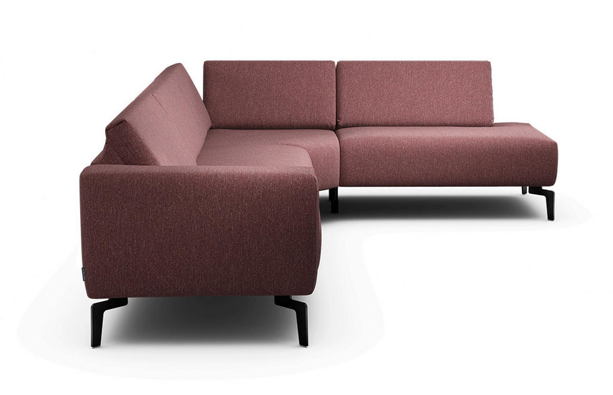 ECKSOFA Cosy Rot Chenille  - Rot/Schwarz, Design, Textil/Metall (296/213cm) - SENSOO