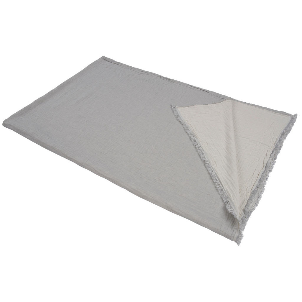 Thumbnail - Ambiente Wohndecke Musa, Grau, Natur, Textil, Uni, 150x200 cm, Oeko-Tex® Standard 100, Fransen, pflegeleicht, Double fac...