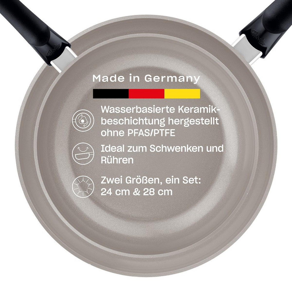 PFANNENSET recyceltes Aluminium 2-teilig  - Grau, Basics, Metall (24/28cm) - Fissler