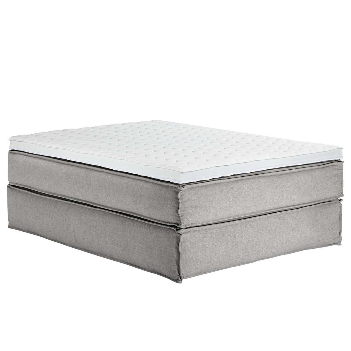BOXSPRINGBETT 140/220 cm  in Hellgrau  - Hellgrau/Schwarz, Design, Textil (140/220cm) - home24