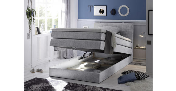 BOXSPRINGBETT 140/200 cm  in Hellgrau  - Hellgrau/Schwarz, Design, Kunststoff/Textil (140/200cm) - Xora