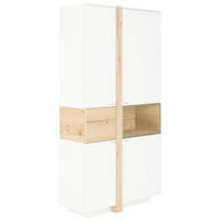 VITRINE  in furniert Eiche Weiß, Eichefarben - Edelstahlfarben/Eichefarben, Design, Glas/Holz (108/214/43cm) - Venjakob
