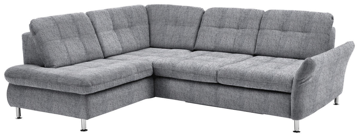 ECKSOFA Grau Webstoff  - Chromfarben/Grau, KONVENTIONELL, Textil/Metall (210/242cm) - Beldomo Style