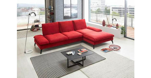 ECKSOFA Rot  - Rot/Schwarz, Design, Textil/Metall (338/176cm) - Voleo