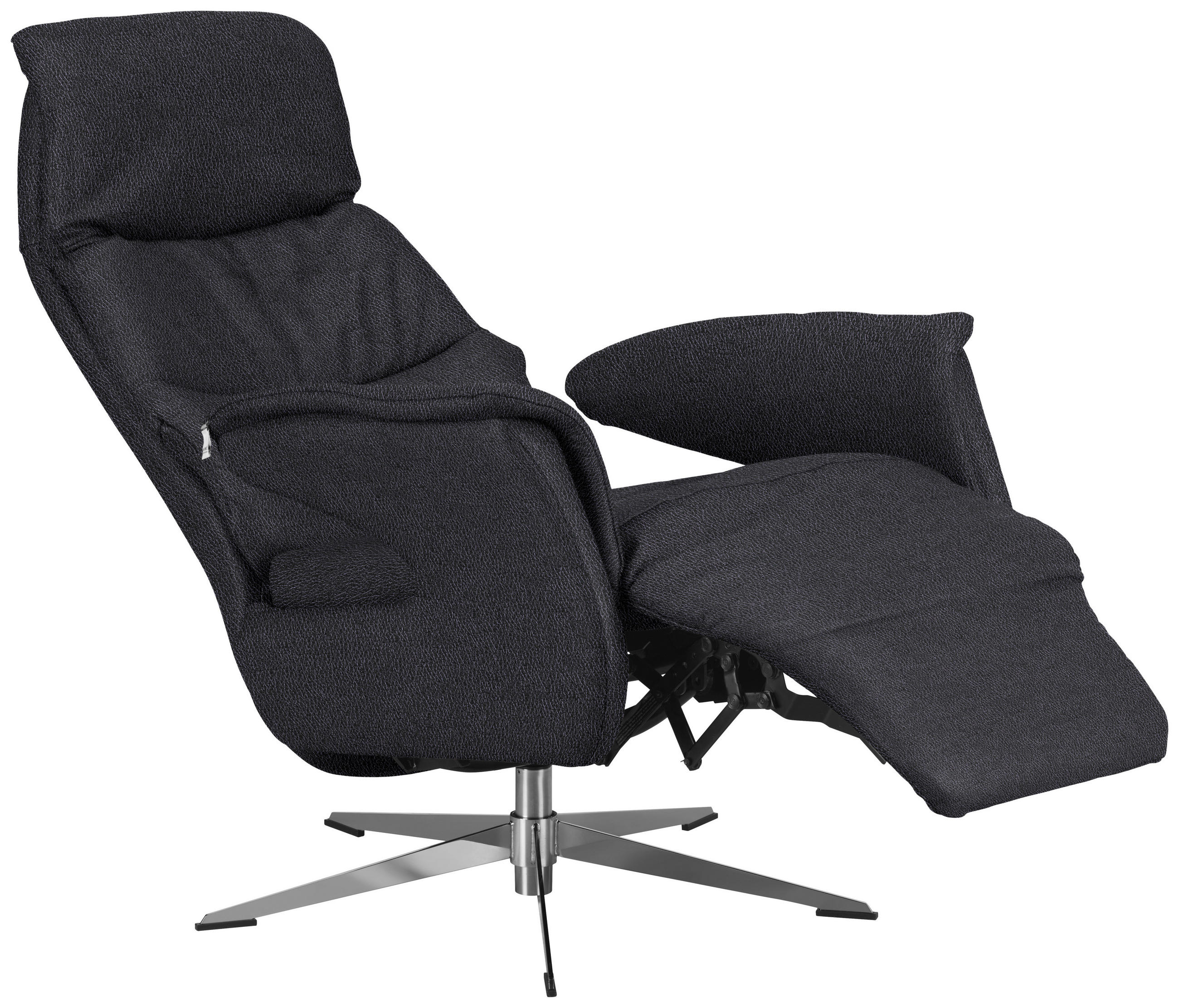 RELAXSESSEL Echtleder Relaxfunktion, Rücken echt    - Chromfarben/Anthrazit, Design, Leder/Metall (74/108/86cm) - Welnova
