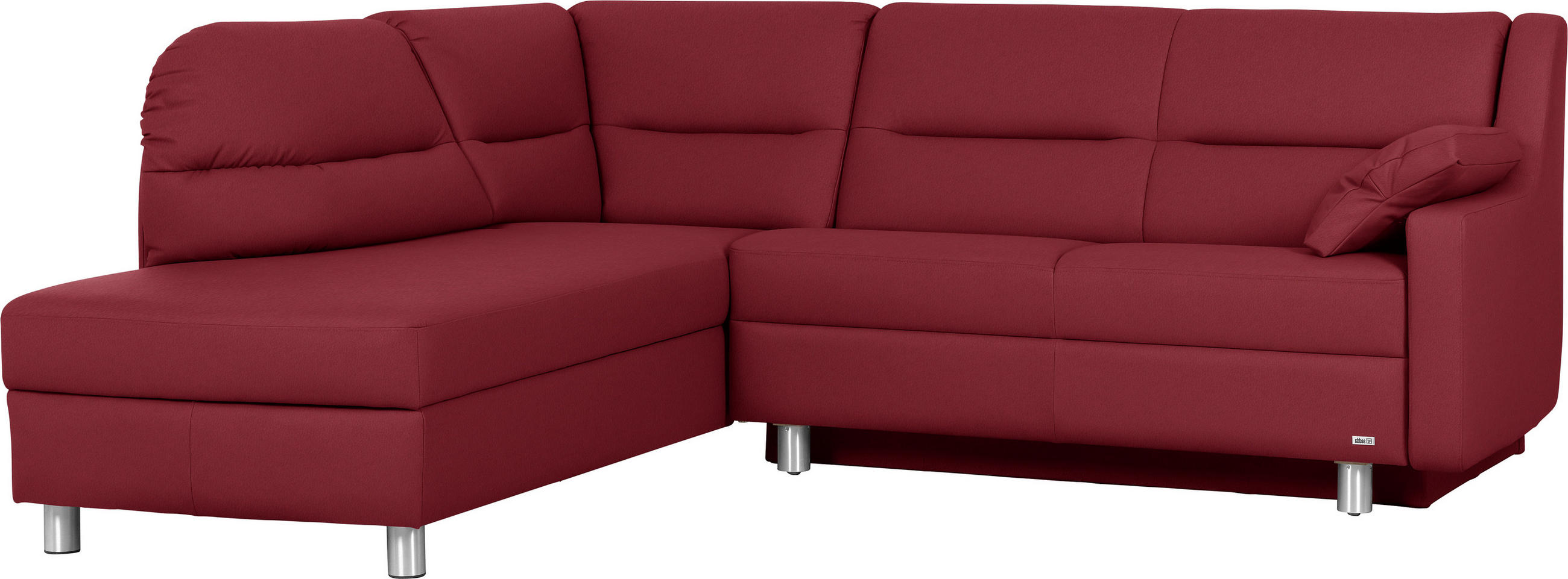 ECKSOFA in Echtleder Rot  208/226 cm  - Rot/Alufarben, KONVENTIONELL, Leder/Metall (208/226cm) - Sedda
