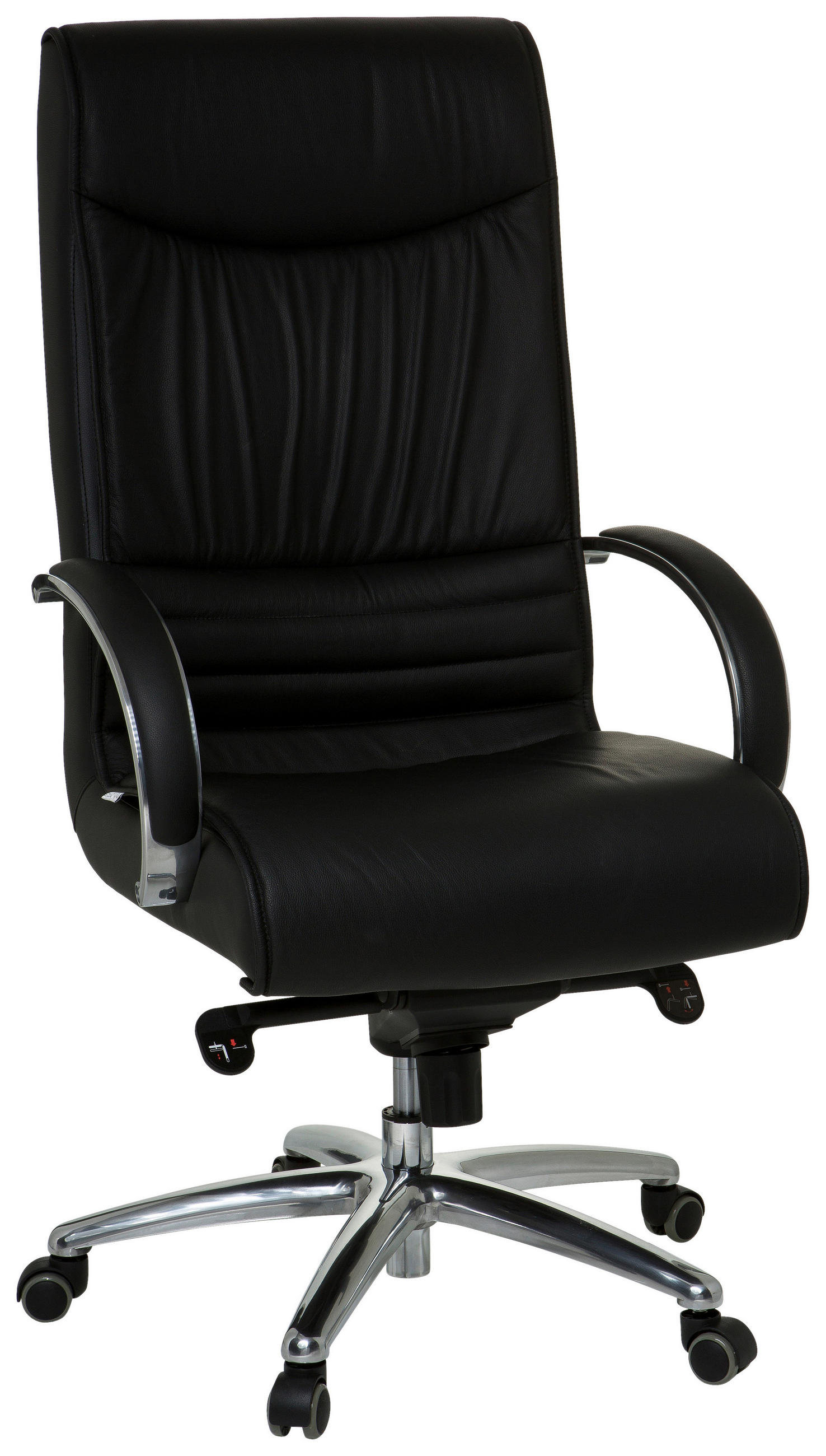 CHEFSESSEL Schwarz  - Silberfarben/Schwarz, Basics, Leder/Kunststoff (60/130/47cm) - MID.YOU