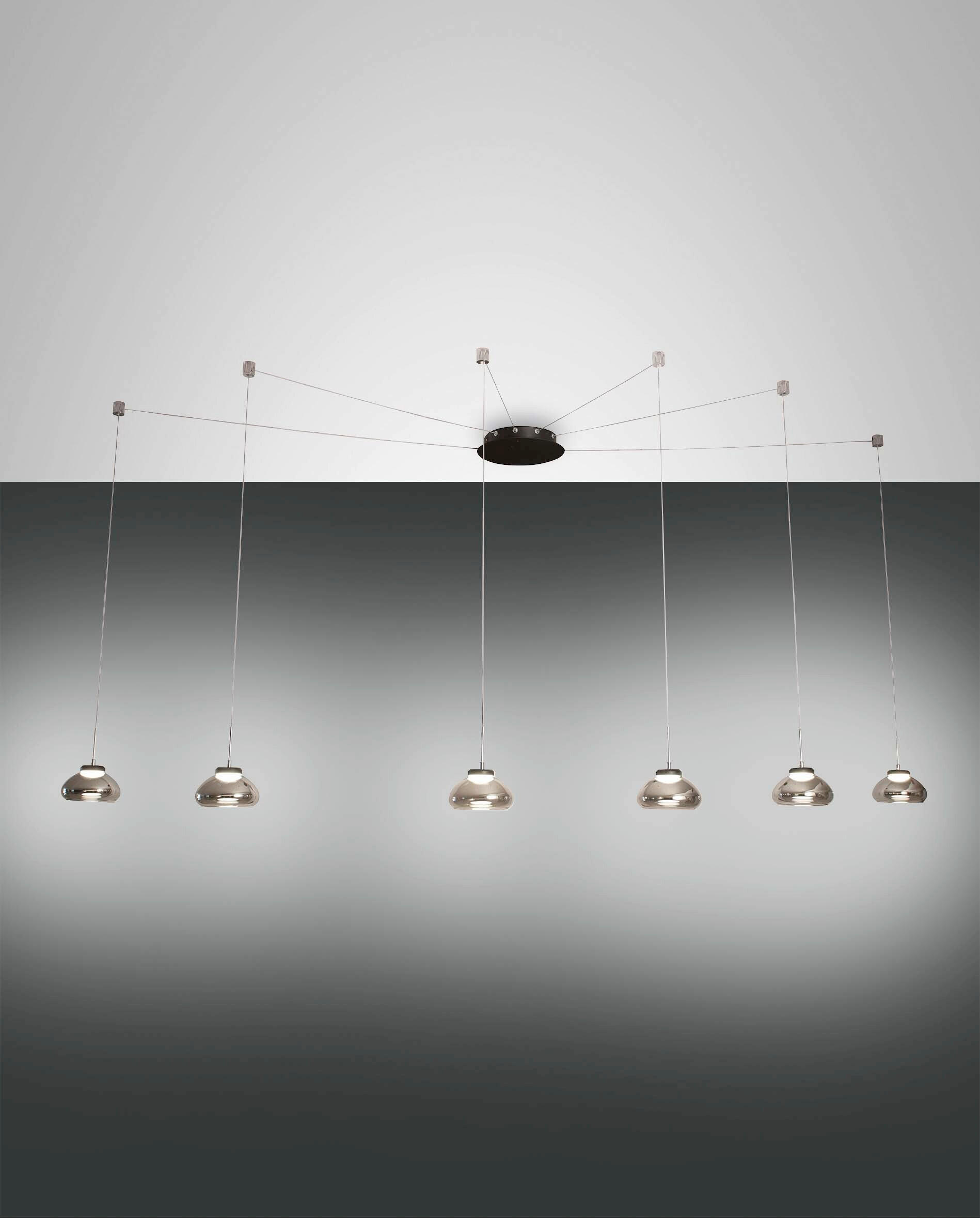 LED-PENDELLEUCHTE Arabella 65/350 cm   - Schwarz/Grau, Design, Glas/Metall (65/350cm) - Fabas Luce