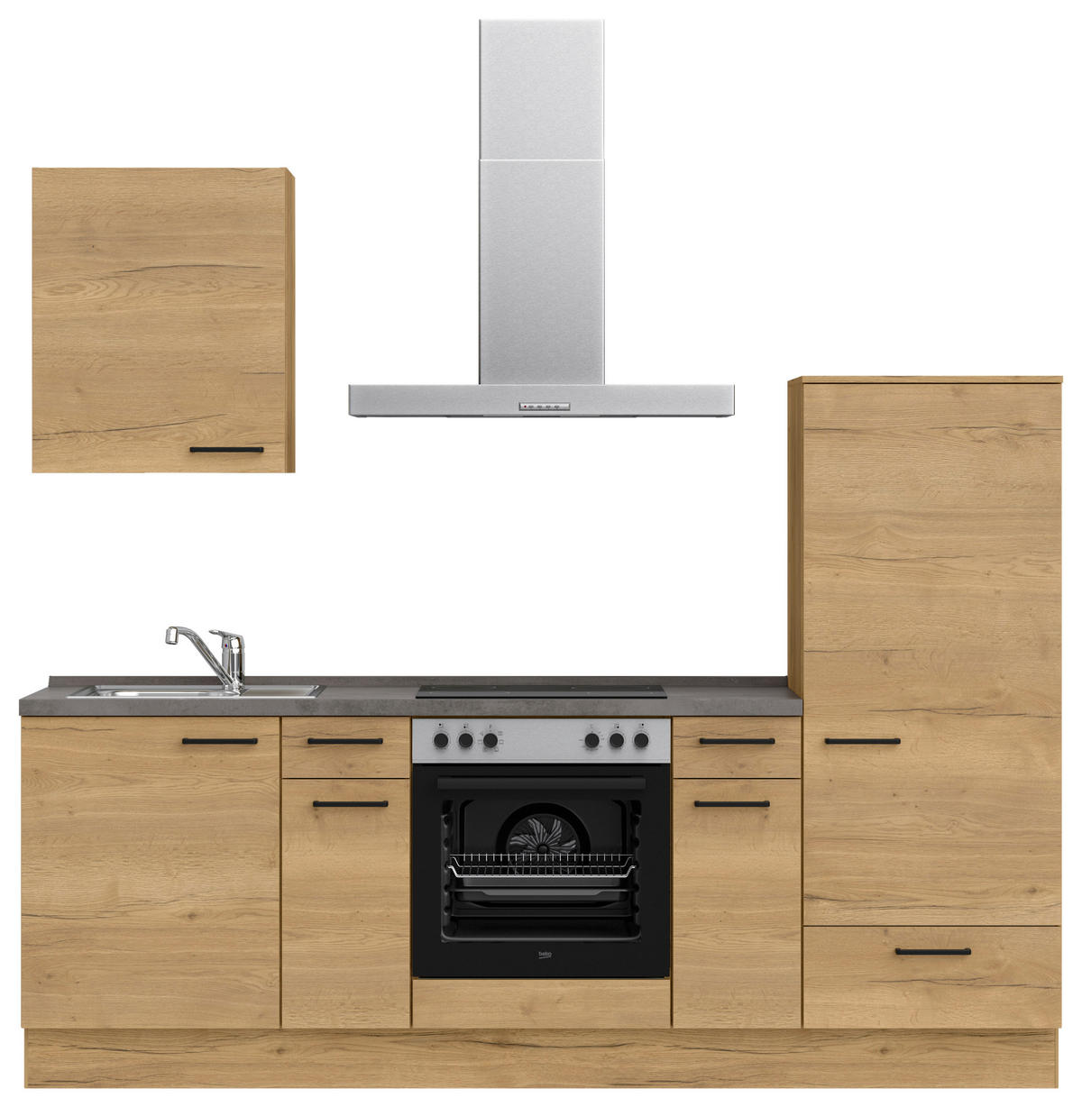 KÜCHENLEERBLOCK 240 cm   in Eichefarben, Schieferfarben  - Schieferfarben/Eichefarben, MODERN, Holzwerkstoff/Metall (240cm) - Nobilia