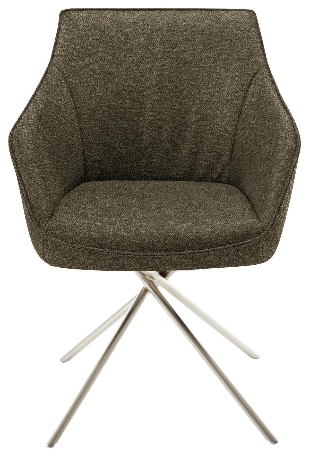ARMLEHNSTUHL  in Nickel Flachgewebe  - Edelstahlfarben/Olivgrün, Design, Textil/Metall (60/84/67cm) - Koinor