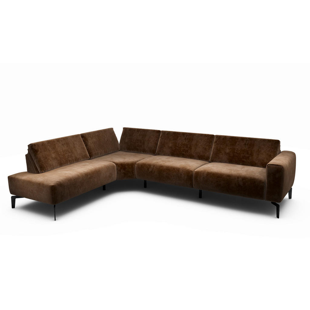 Thumbnail - Sensoo Ecksofa Cosy, Braun, Textil, 5-Sitzer, Ottomane links, L-Form, 296x213 cm, Stoffauswahl, Armteil links, rechts, W...