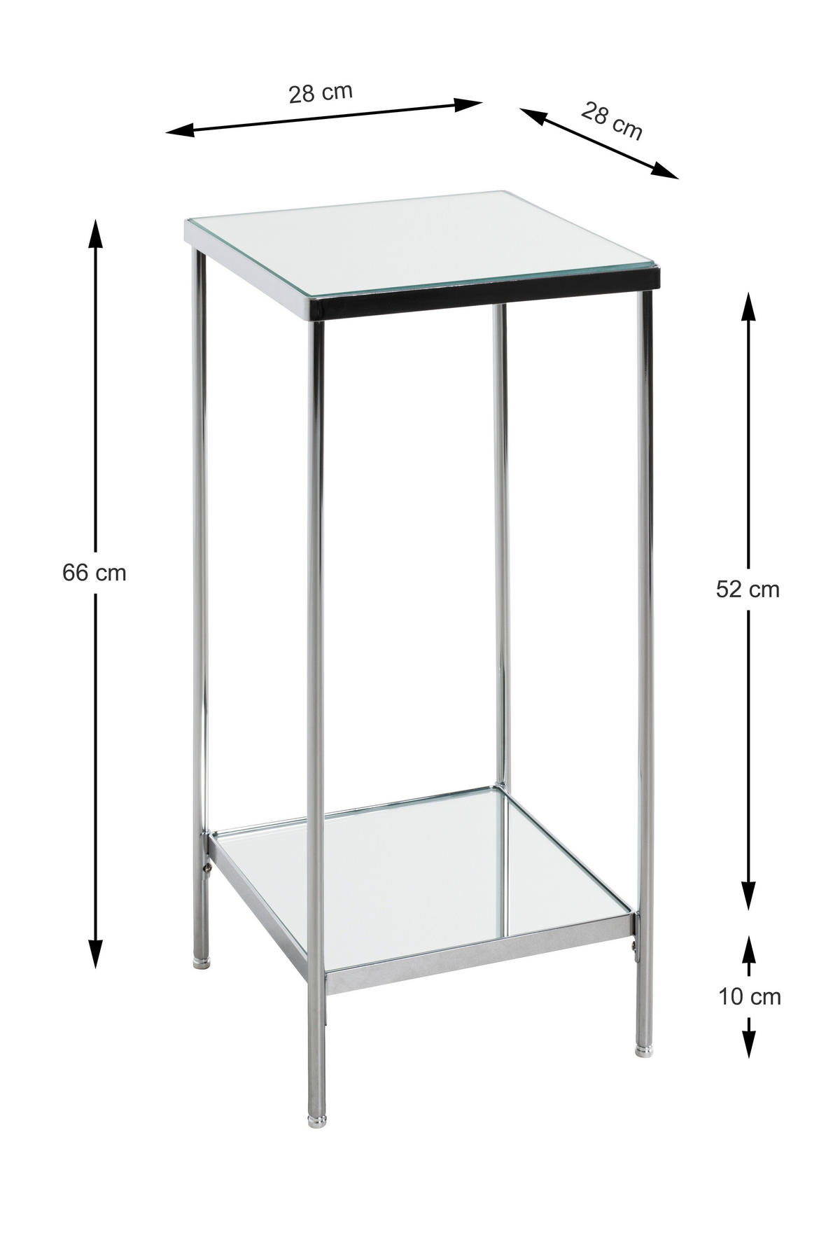 BEISTELLTISCH in Metall, Glas 29/29/66 cm  - Chromfarben, MODERN, Glas/Metall (29/29/66cm)
