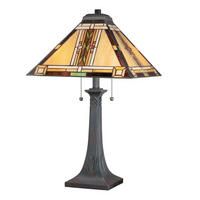TISCHLEUCHTE Navajo 40.6/63,1 cm   - Dunkelbraun/Multicolor, KONVENTIONELL, Glas/Naturmaterialien (40.6/63,1cm) - Elstead Lighting