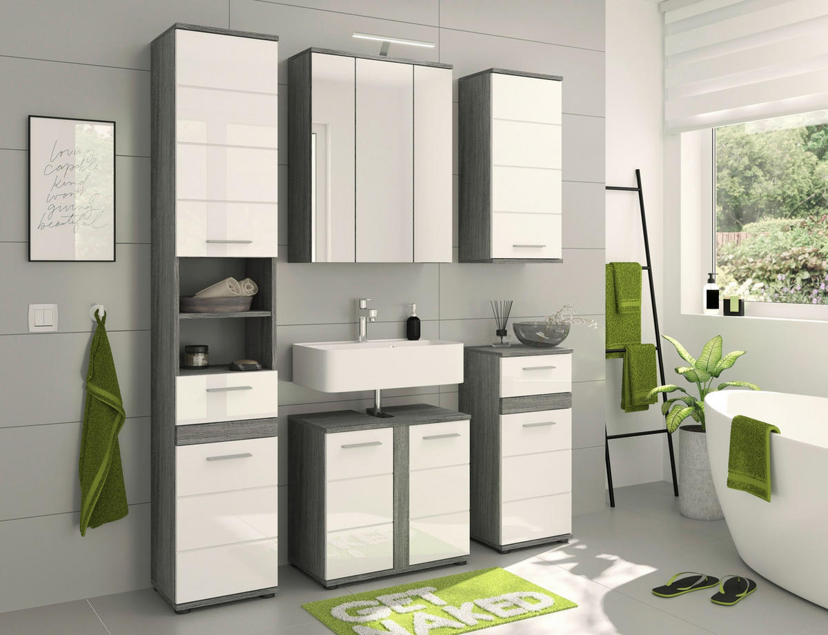 OMARA Z OGLEDALOM 60/77/21 cm  - srebrne barve, Moderno, steklo/leseni material (60/77/21cm) - MID.YOU
