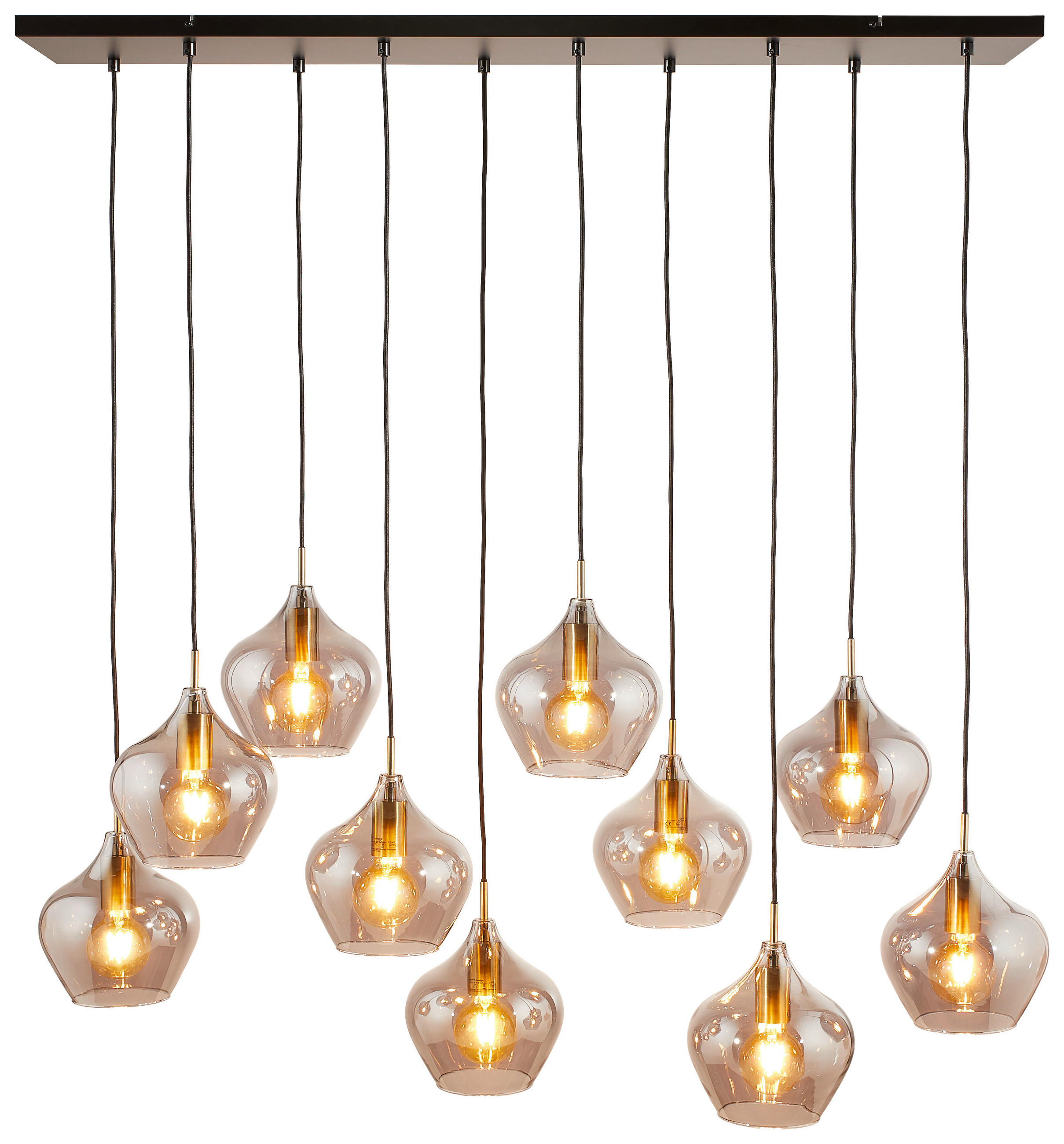 HÄNGELEUCHTE 124/60/35 cm   - Bronzefarben, Design, Glas (124/60/35cm) - Light & Living