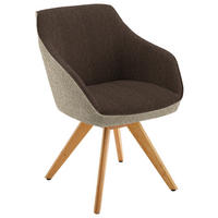 ARMLEHNSTUHL  in Flachgewebe  - Eichefarben/Beige, Design, Holz/Textil (60/84/68cm) - Koinor