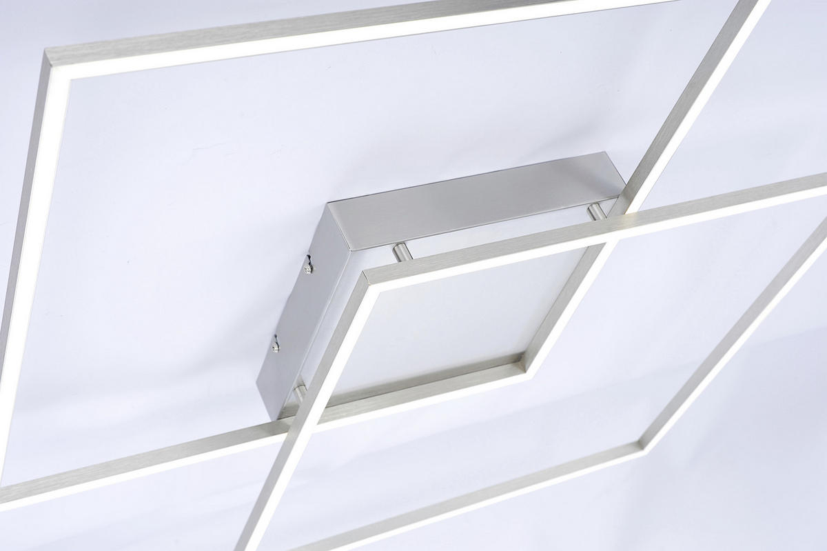 STROPNÉ LED SVIETIDLO, 67,7/67,7/6,8 cm - niklová, Design, kov (67,7/67,7/6,8cm)