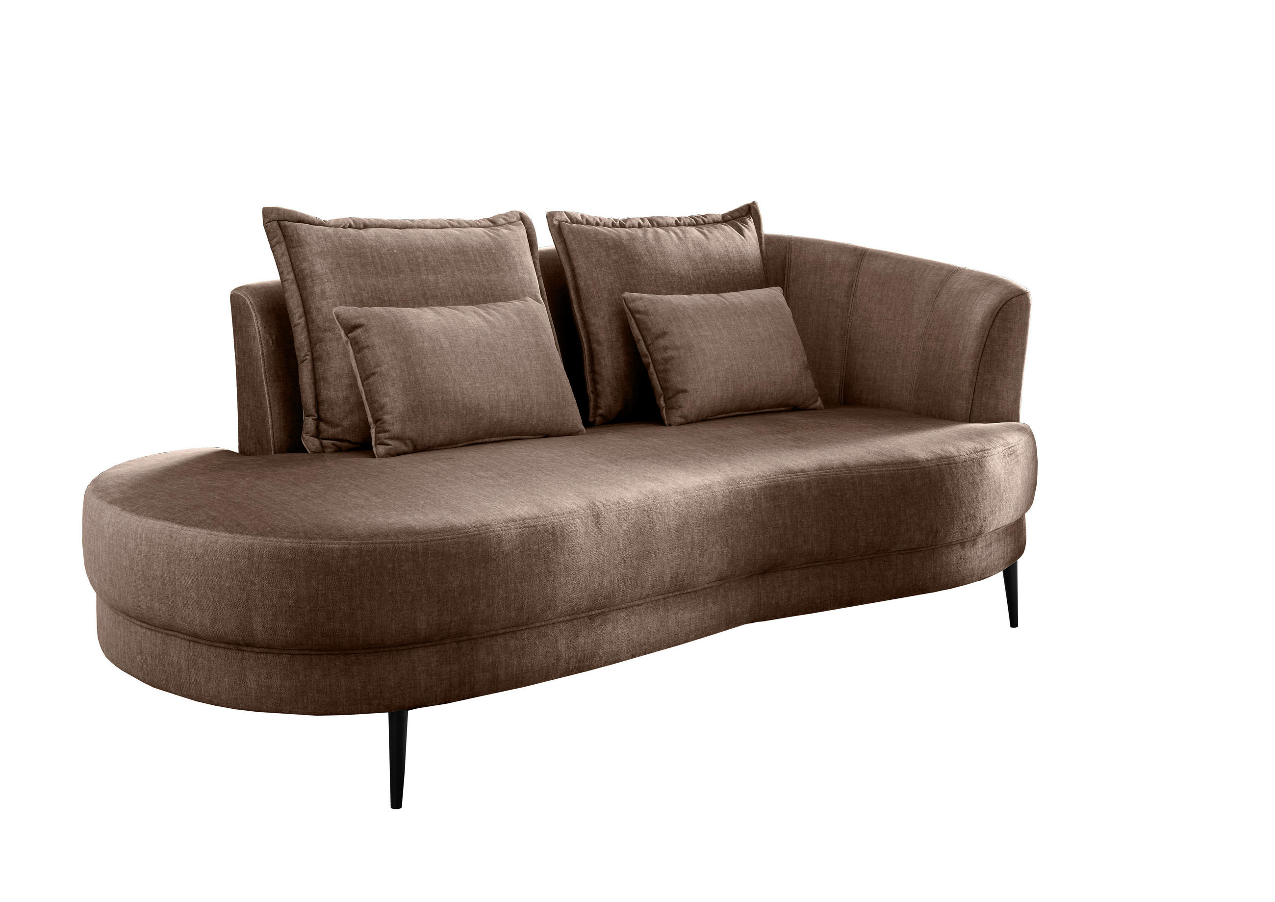 OTTOMANE in Velours Hellbraun  - Hellbraun/Schwarz, Modern, Textil/Metall (211/85/102cm) - Livetastic