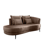 OTTOMANE in Velours Hellbraun  - Hellbraun/Schwarz, Modern, Textil/Metall (211/85/102cm) - Livetastic