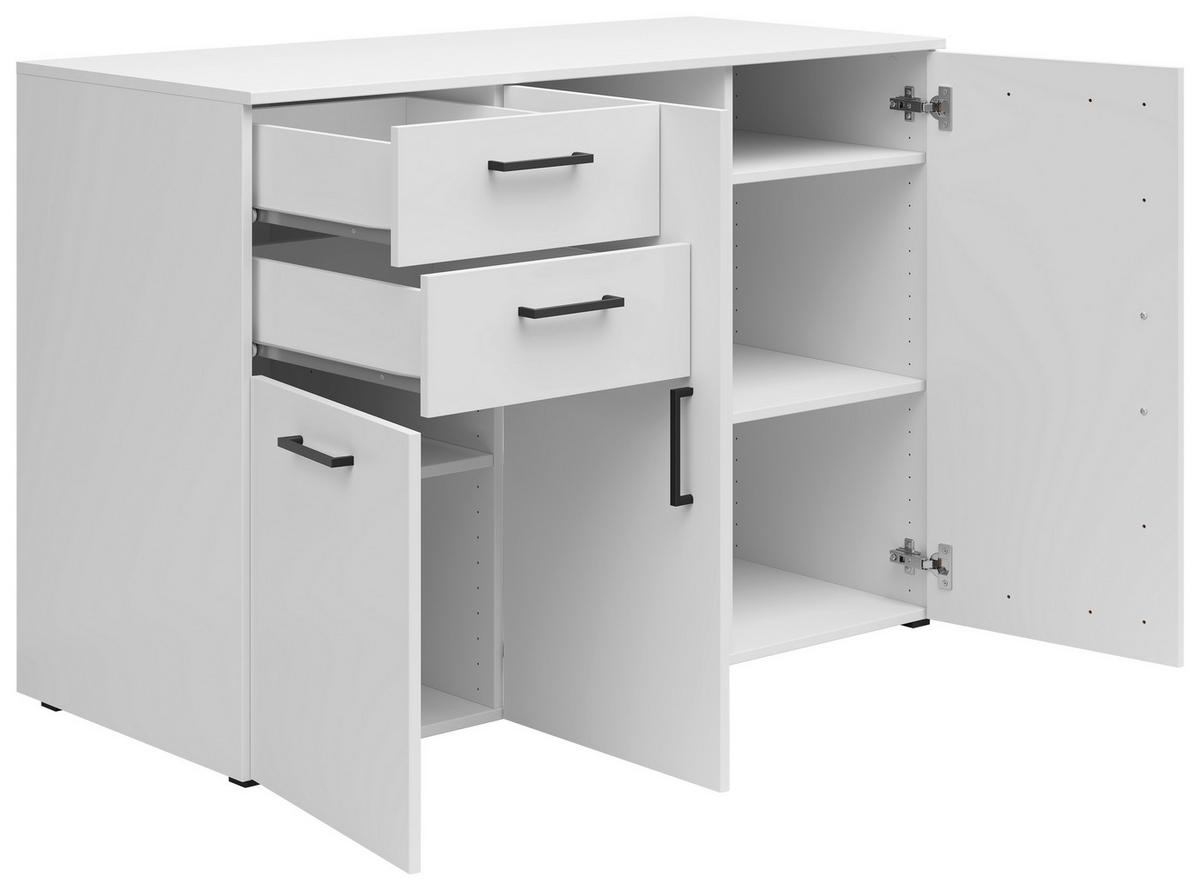 KOMODA, bílá, 120/83/52 cm - bílá/černá, Moderní, kompozitní dřevo/plast (120/83/52cm) - Carryhome