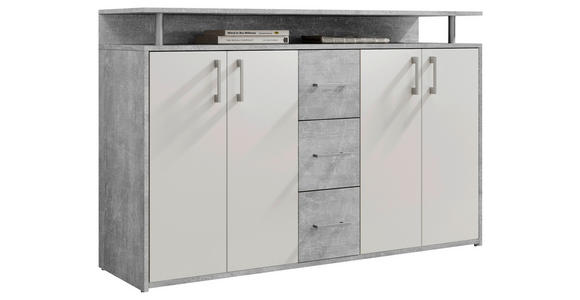 SIDEBOARD Grau, Weiß  - Silberfarben/Weiß, KONVENTIONELL, Holzwerkstoff/Kunststoff (139/90/34cm) - Carryhome