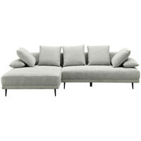 ECKSOFA 171/282 cm  in Mikrofaser Hellgrau Rückenkissen, Armlehnenkissen, Rücken echt, Armteilverstellung, Sitztiefenverstellung  171/282 cm  - Hellgrau/Schwarz, Design, Textil/Metall (171/282cm) - Hom`in