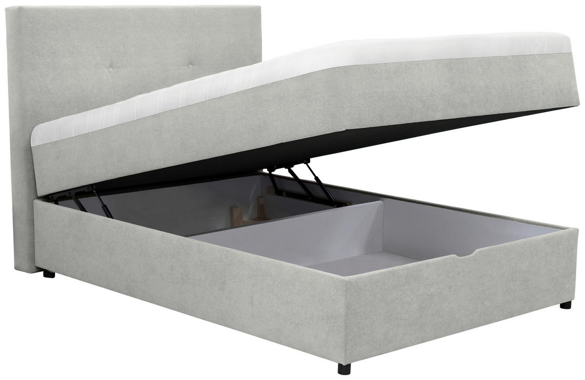 BOXBETT 140/200 cm  in Hellgrau  - Hellgrau/Schwarz, KONVENTIONELL, Kunststoff/Textil (140/200cm) - Carryhome