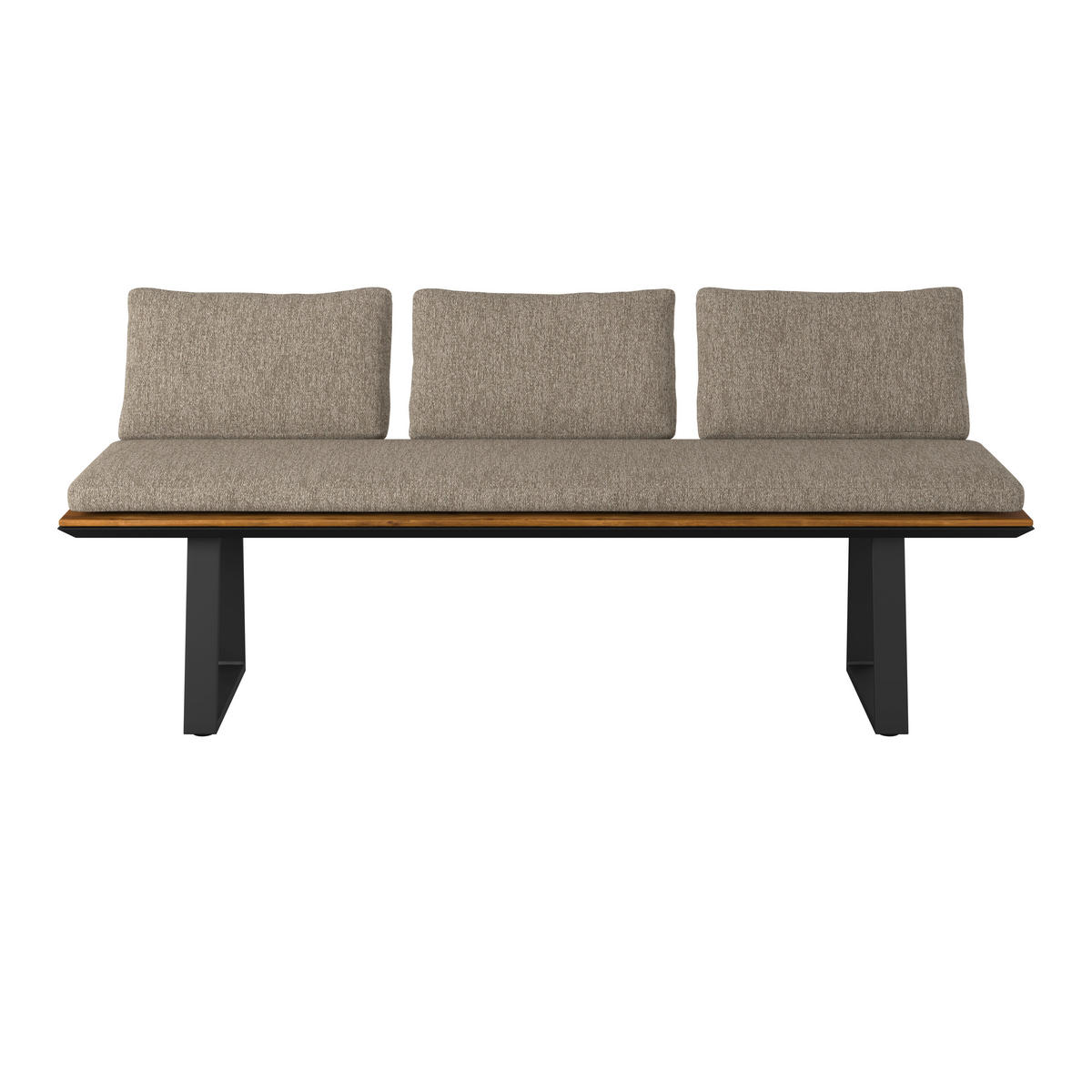 GARTENBANK 200/79/57 cm Recyclingholz, Teakholz  Aluminium, Stahl  - Anthrazit/Grau, Design, Holz/Textil (200/79/57cm) - Amatio