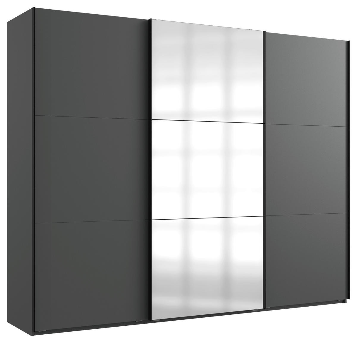 SCHWEBETÜRENSCHRANK Graphitfarben  - Schwarz/Graphitfarben, Design, Glas/Holzwerkstoff (250/216/65cm) - Boxxx