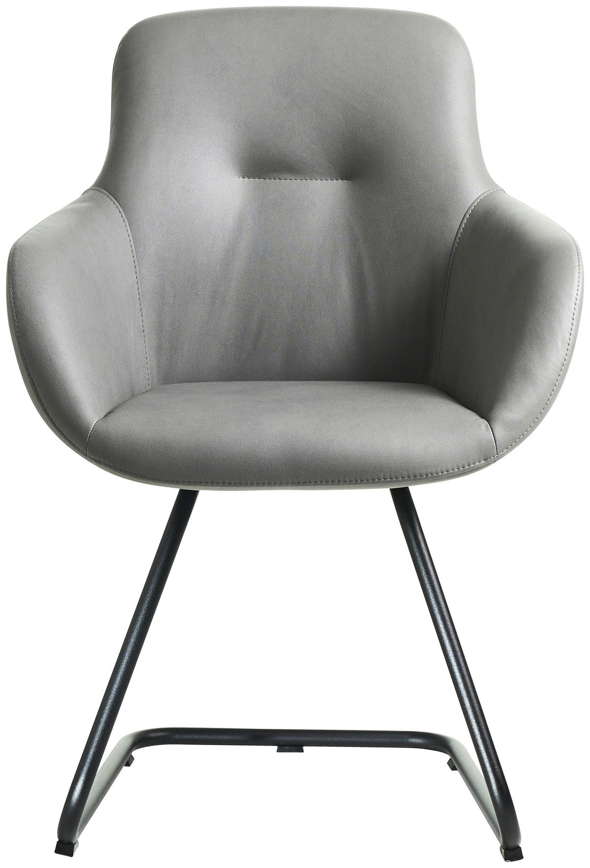 ARMLEHNSTUHL  in Edelstahl Lederlook (vegan)  - Hellgrau/Schwarz, Basics, Textil/Metall (62/89/61cm) - Celina Home