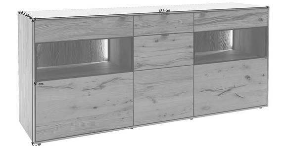 SIDEBOARD 185/81/49 cm - Anthrazit/Buchefarben, Natur, Glas/Holz (185/81/49cm) - Valnatura