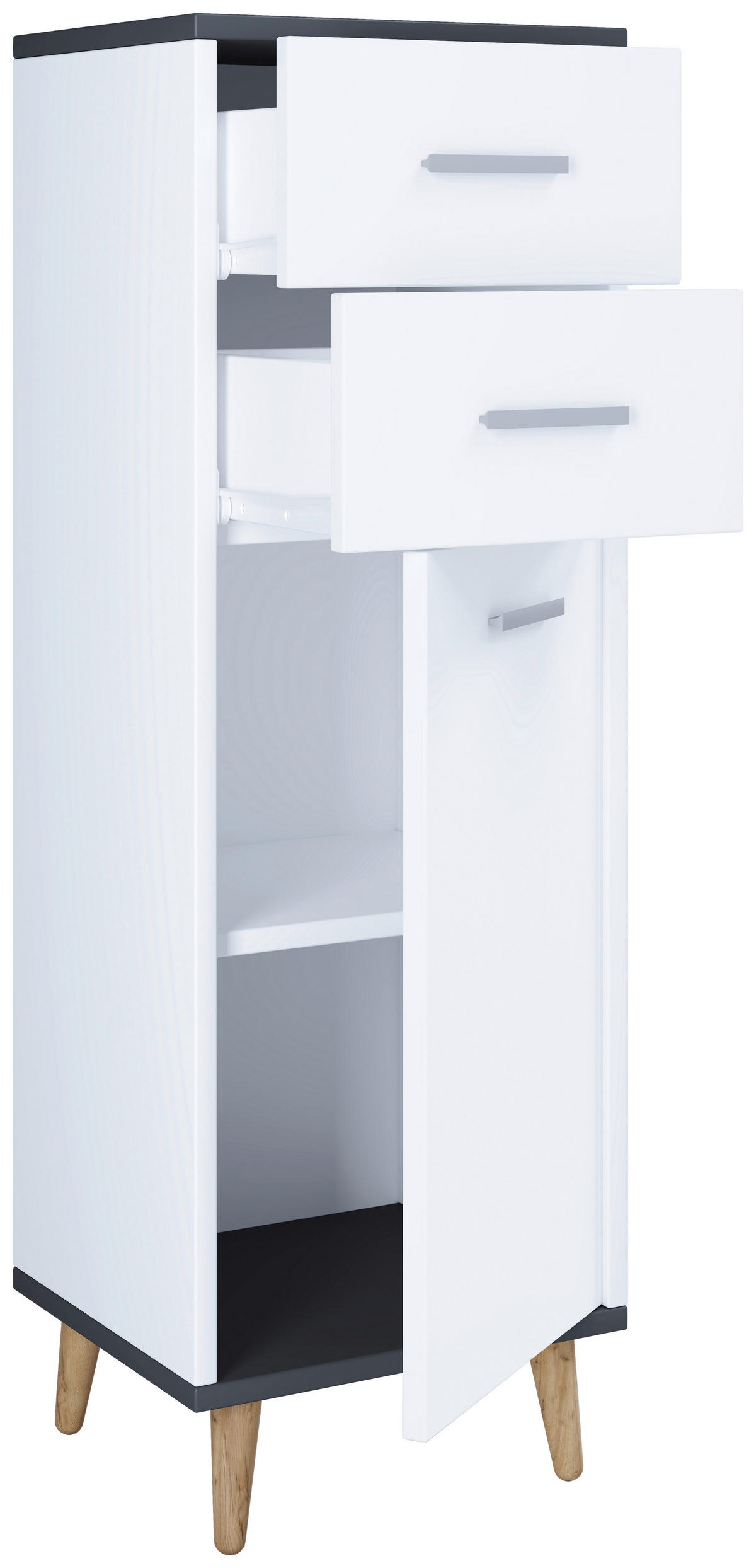 KOMMODE 32/97/28 cm  in Anthrazit, Weiss  - Eiche dunkel/Weiss, Modern, Holzwerkstoff/Metall (32/97/28cm) - MID.YOU