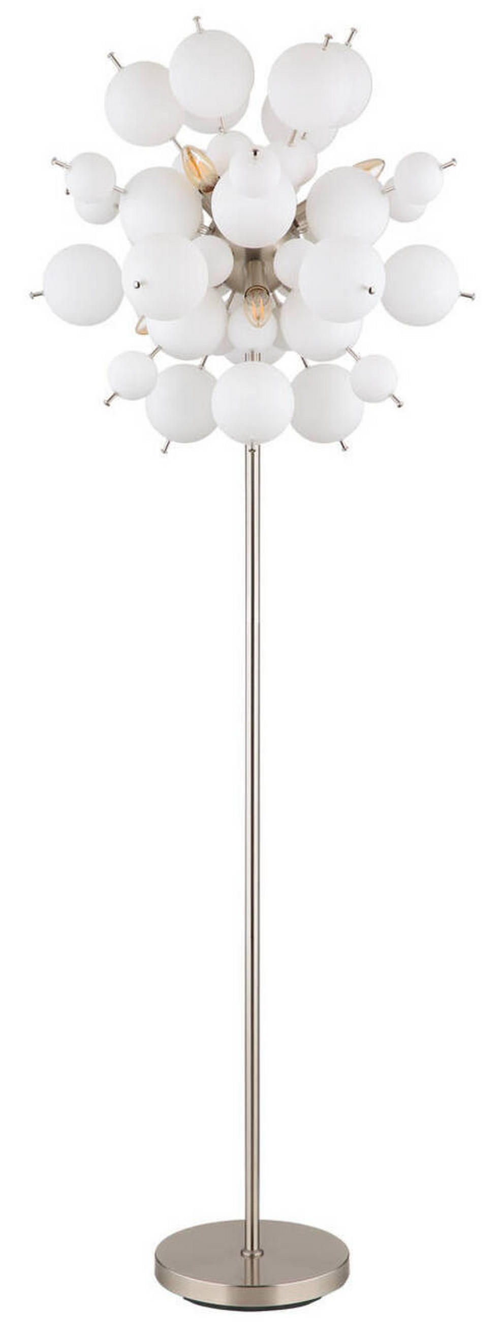 STEHLEUCHTE - Nickelfarben, Design, Glas/Metall (55/155cm) - Globo