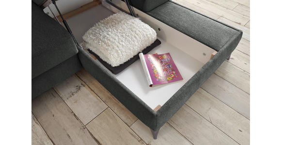 ECKSOFA Anthrazit Mikrovelours - Chromfarben/Anthrazit, KONVENTIONELL, Kunststoff/Textil (270/170cm) - Carryhome