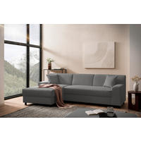 ECKSOFA 146/241 cm CAPRI 2 in Cord Grau Zierkissen, Rückenkissen  146/241 cm  - Schwarz/Grau, Basics, Kunststoff/Textil (146/241cm) - MID.YOU