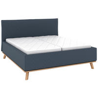 POLSTERBETT Matratze, Lattenrost, Bettkasten 160/200 cm  in Dunkelblau  - Eichefarben/Weiß, Design, Holz/Textil (160/200cm) - Musterring