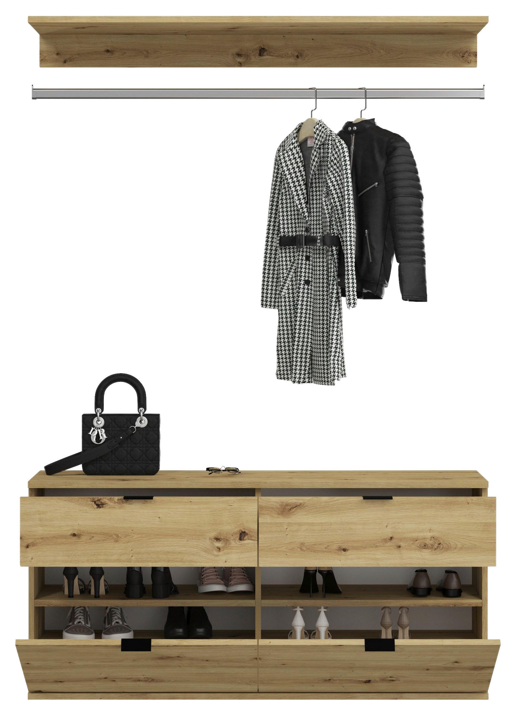 Thumbnail - Mid.you Garderobe, Holzwerkstoff, 2-teilig, 2 Schublade(n) Schubladen, 121x62x34 cm, FSC Mix, Garderobe, Garderoben-Sets...