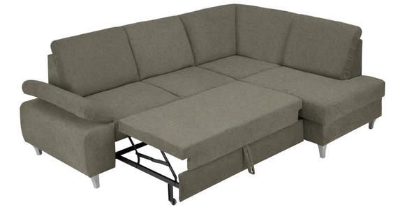 ECKSOFA in Flachgewebe Braun  - Silberfarben/Braun, KONVENTIONELL, Holz/Textil (255/186cm) - Cantus